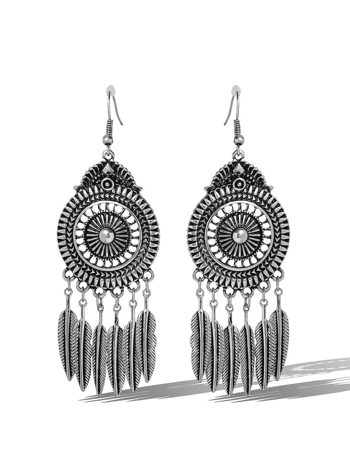 Antique Feather Drop Earrings - Image 2