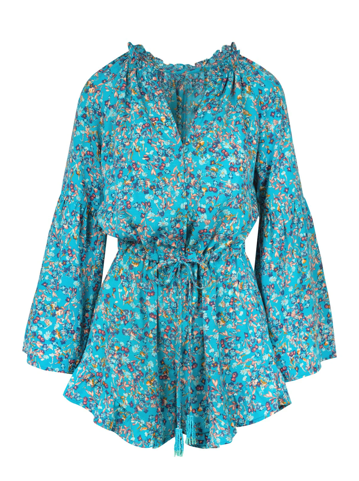 Aurelia Romper in Tile Blue Acrylic Ditsy - Image 5