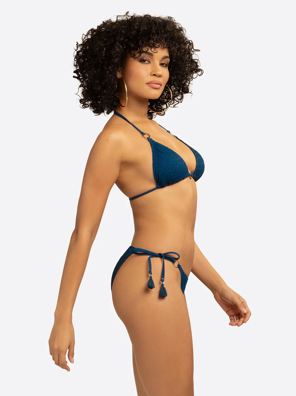 Crochet String Bikini in Dark Denim - Image 3