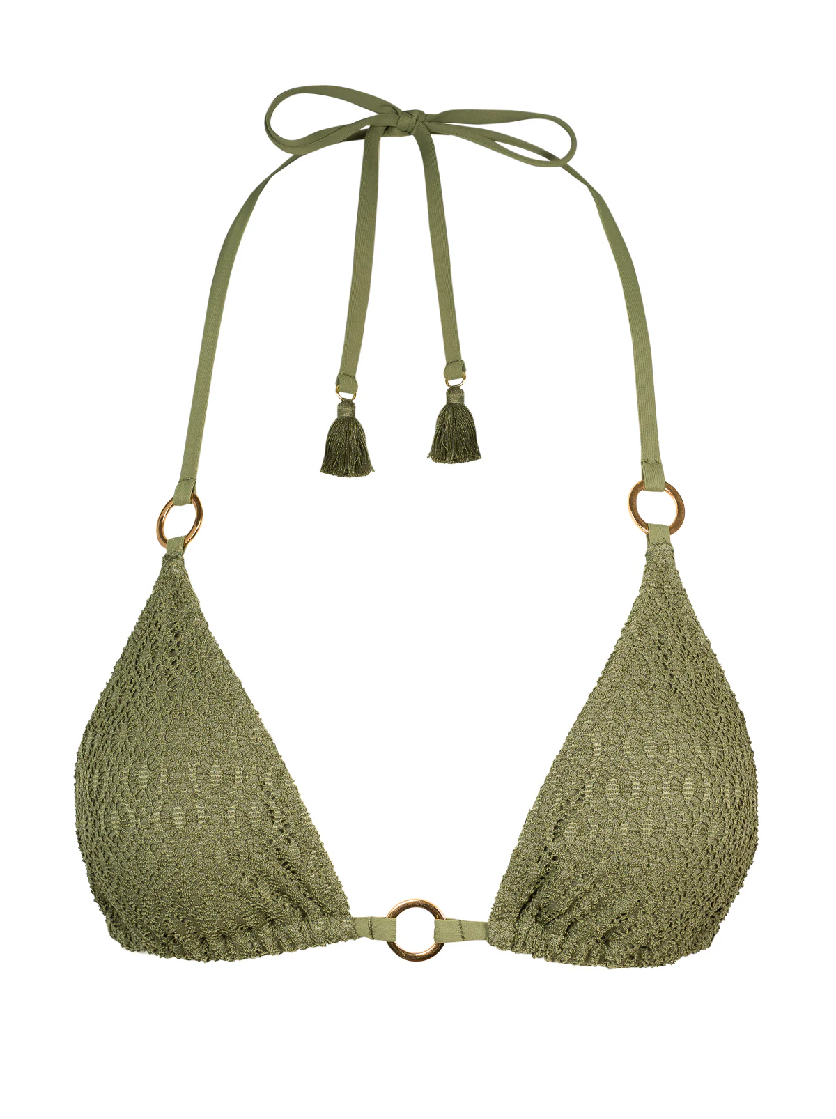 Crochet String Bikini Top in Olive - Image 5