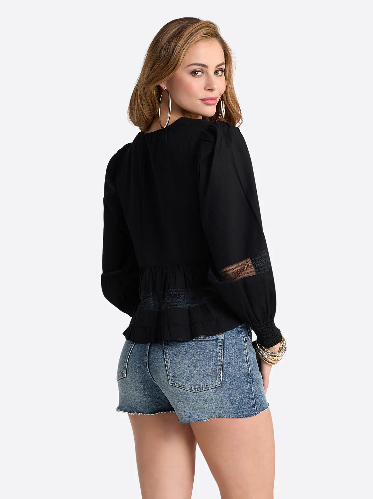 Elsie Babydoll Blouse in Black - Image 4