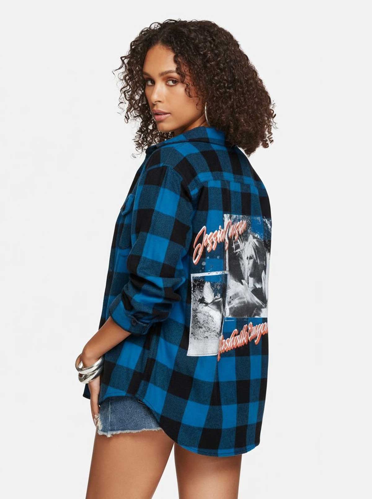 Exclusive Nashville Canyon Flannel Shirt in Blue - Image 3