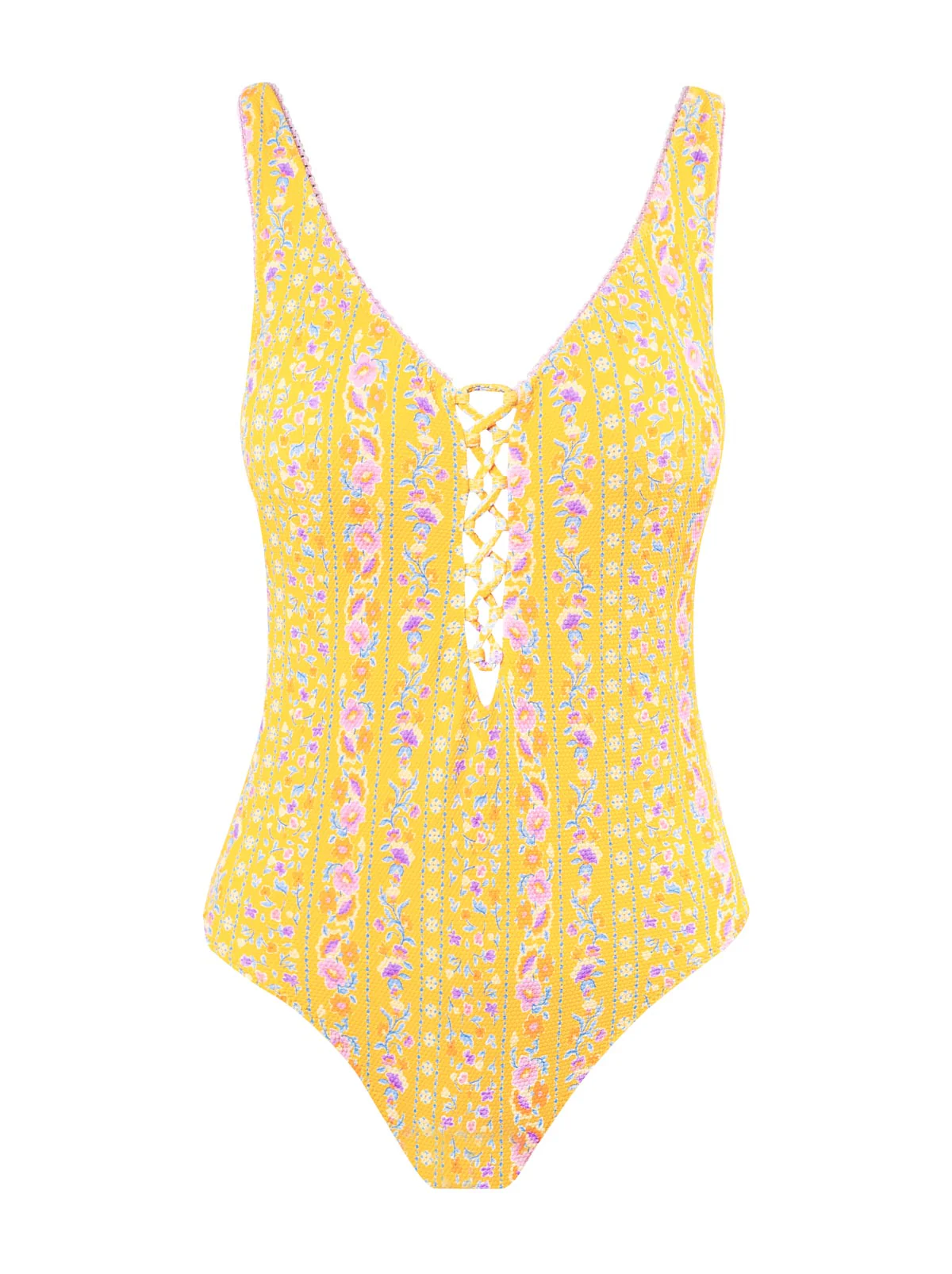 Lace Up One Piece in Foxglove Stripe - Image 6