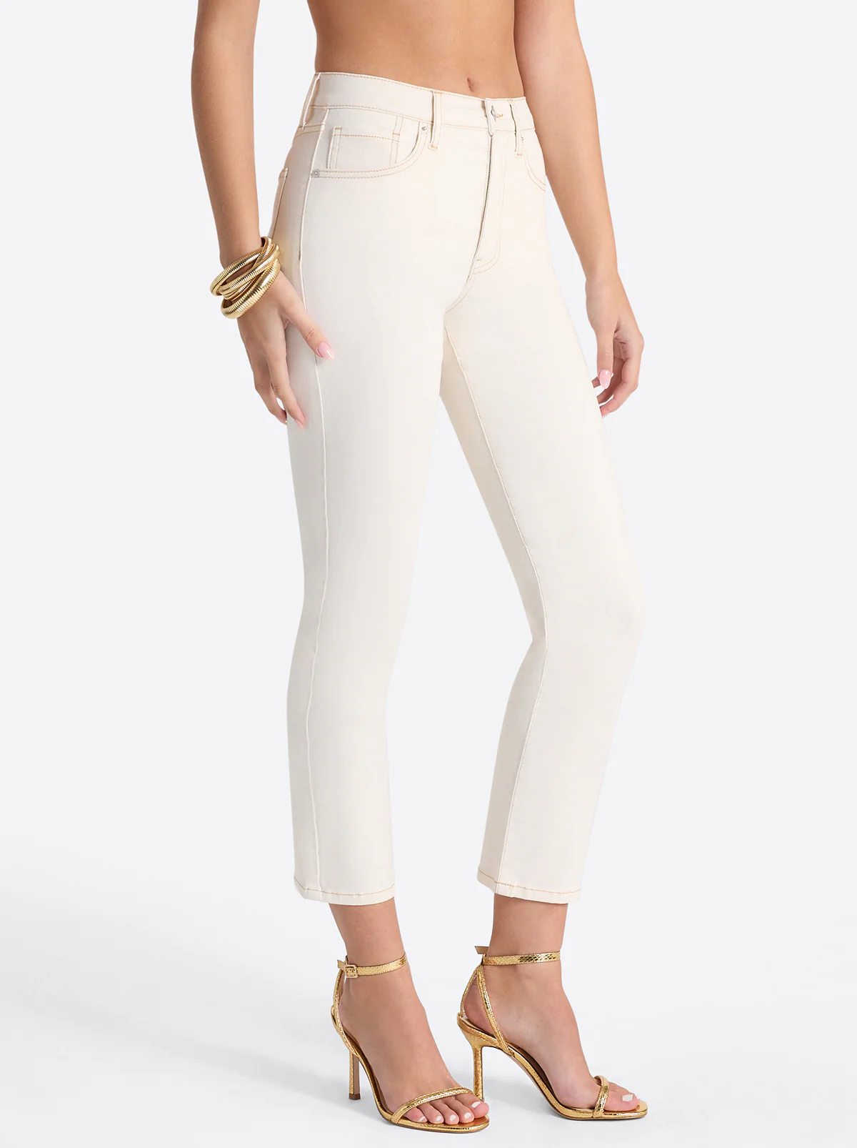 Harmony Straight High Rise Jeans in Ecru - Image 3