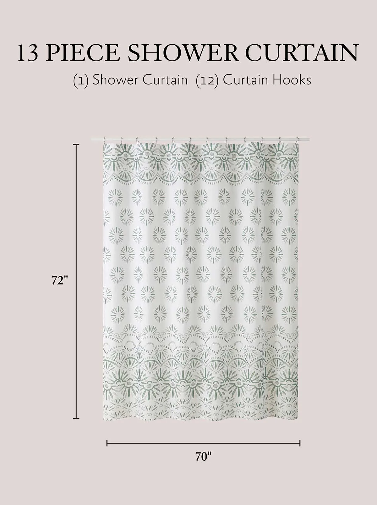 Haven Border Sage Green Shower Curtain Set - Image 4