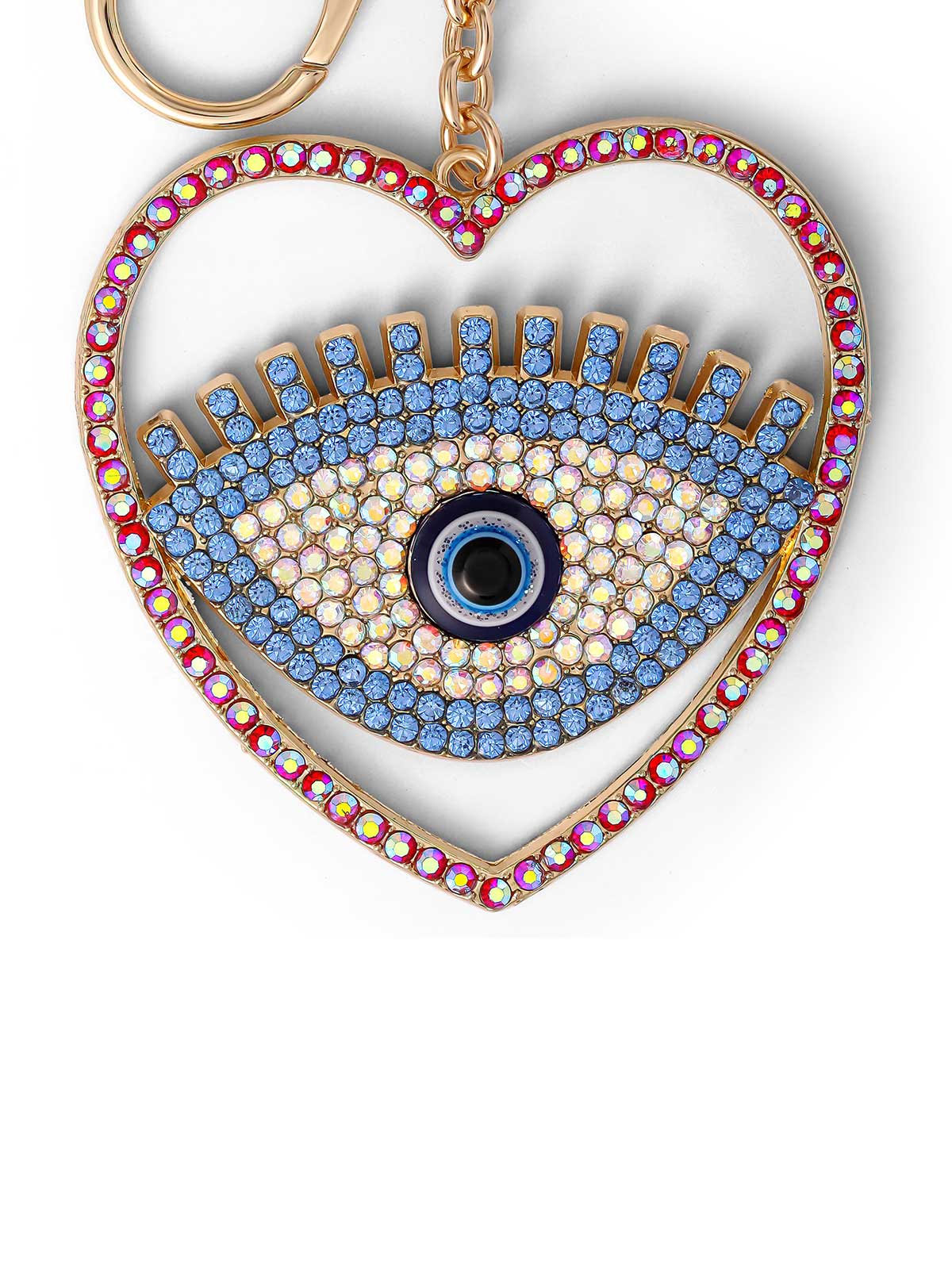 Heart Evil Eye Pink Cord Keychain - Image 2