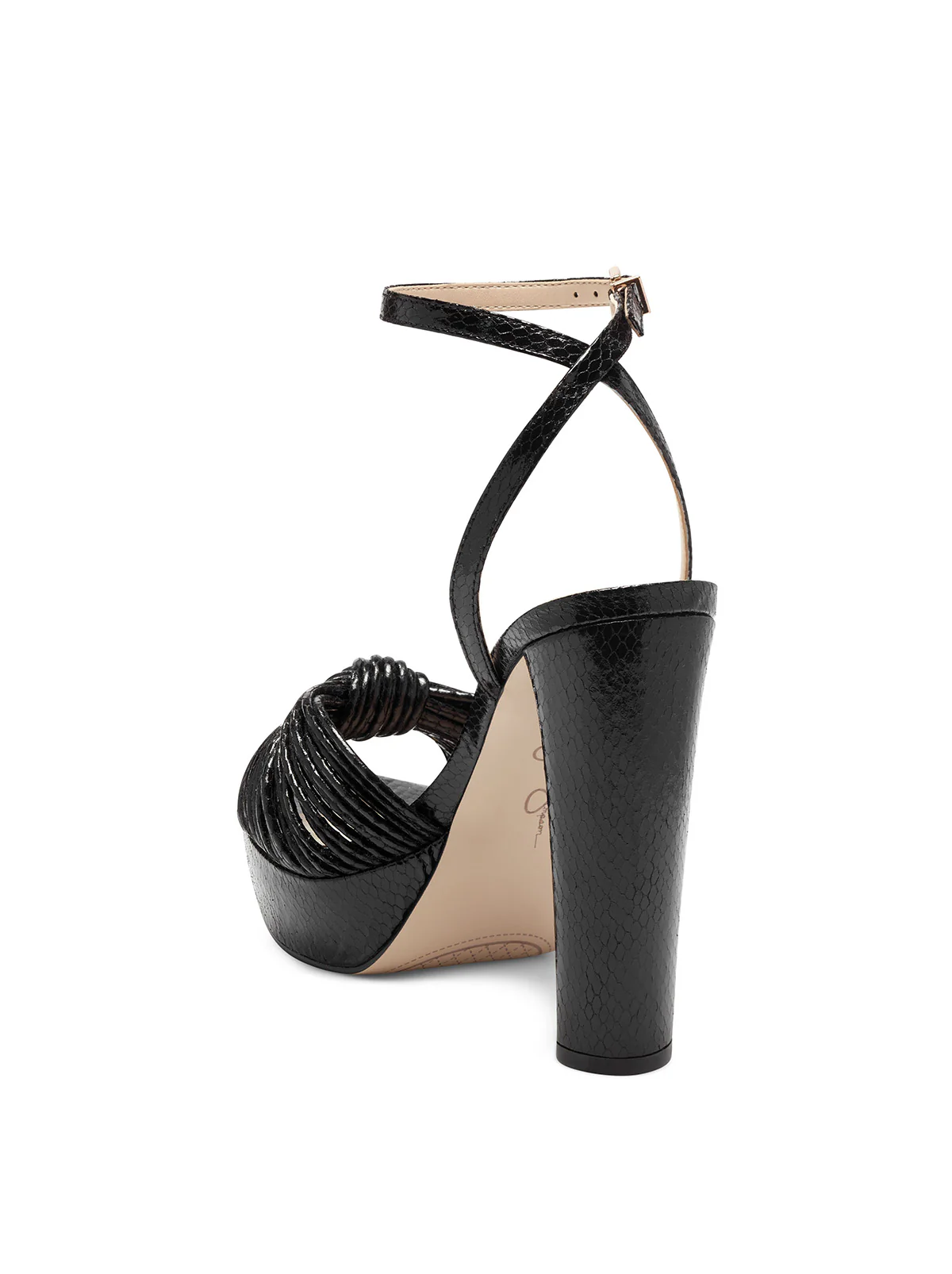 Immie Platform Sandal in Black Snake - Image 5