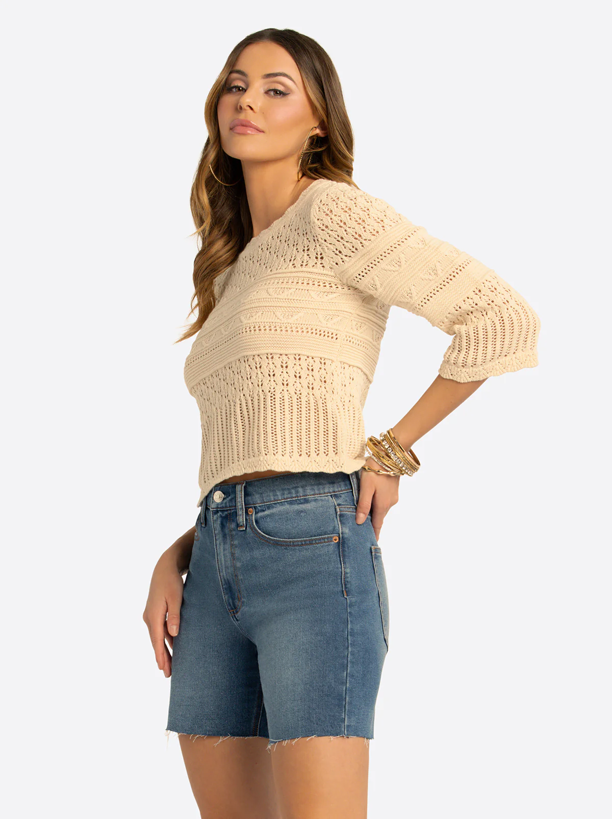 JS Jessica Simpson Mosi Sweater Tee in Whitecap Gray - Image 3