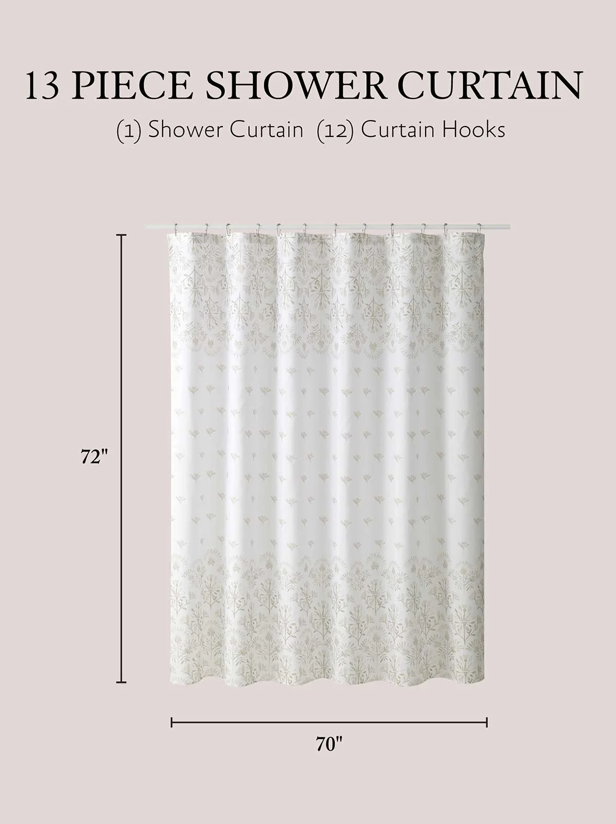 Tasia Taupe Shower Curtain Set - Image 4