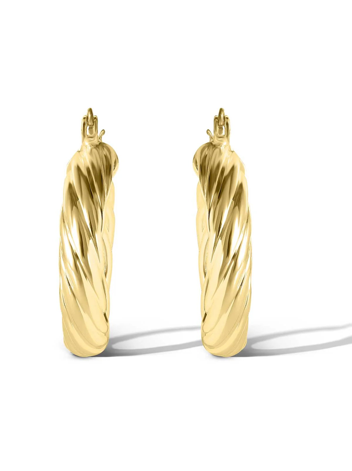 Thick Twisted Hoop Earrings in Gold - Image 2