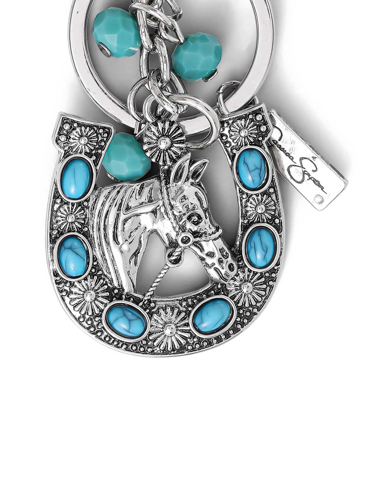 Turquoise Horse Shoe Keychain - Image 2