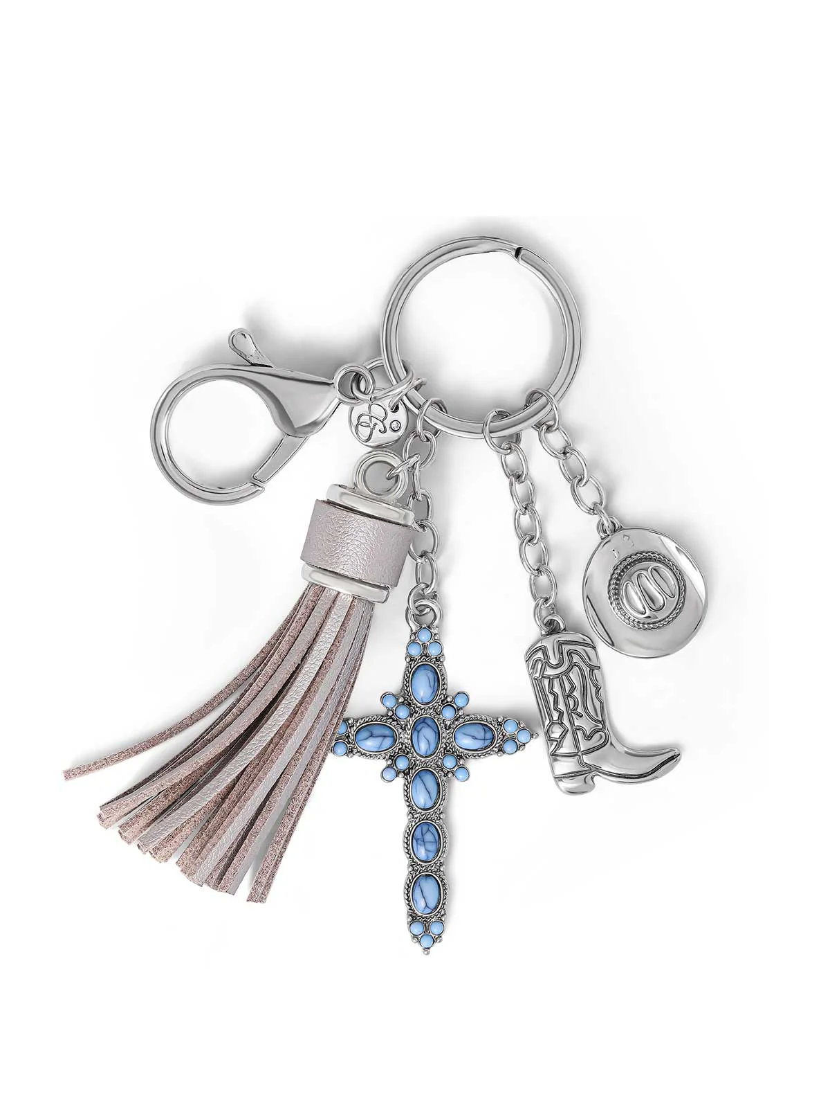 Turquoise Silver Charms Keychain - Image 3